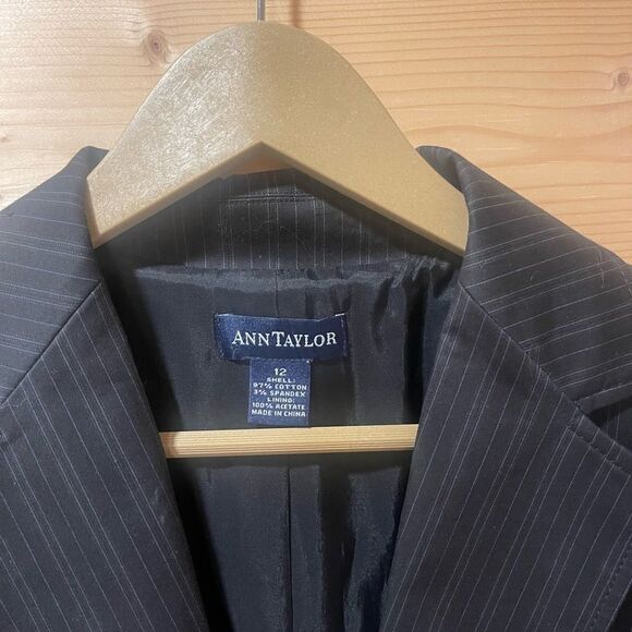 Ann Taylor Womens Black and Blue Pin Stripe Blazer - Picture 2 of 7